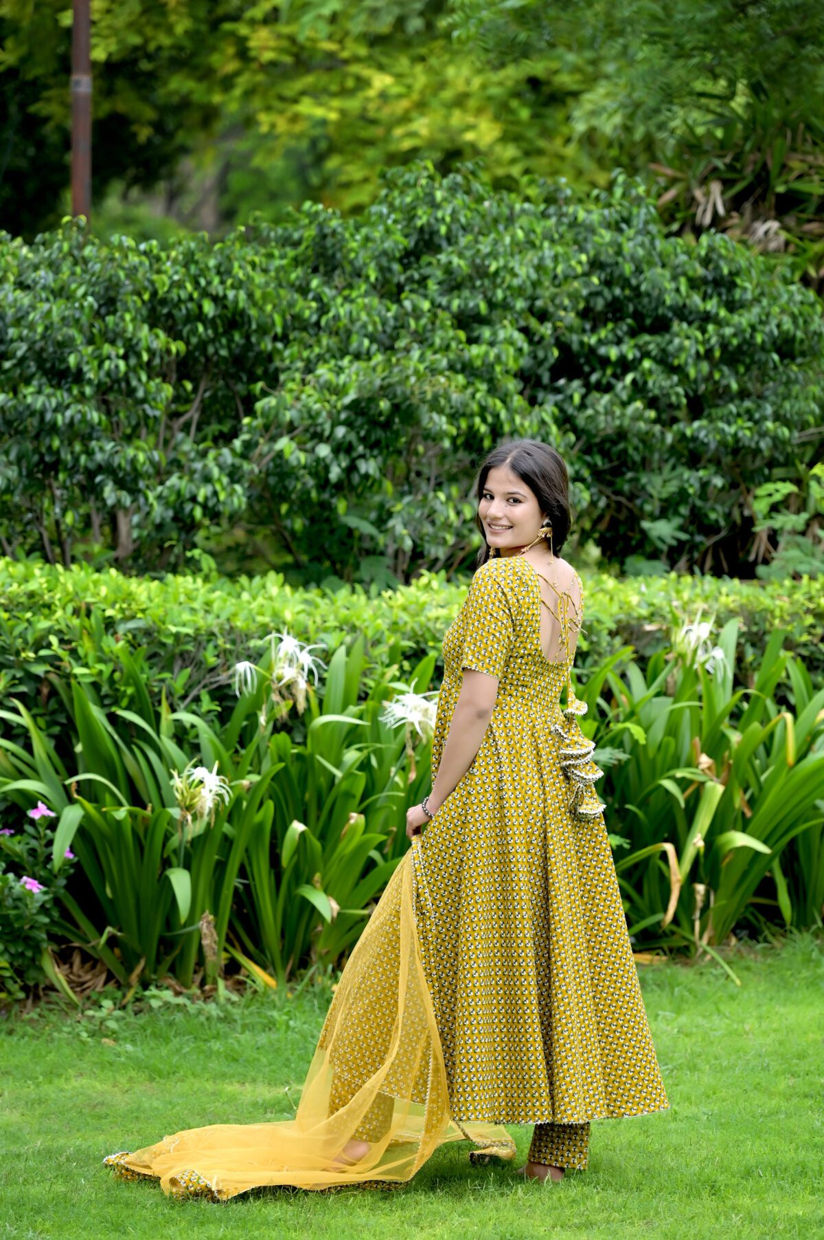 Mustard Yellow Printed Anarkali Set - Image 2
