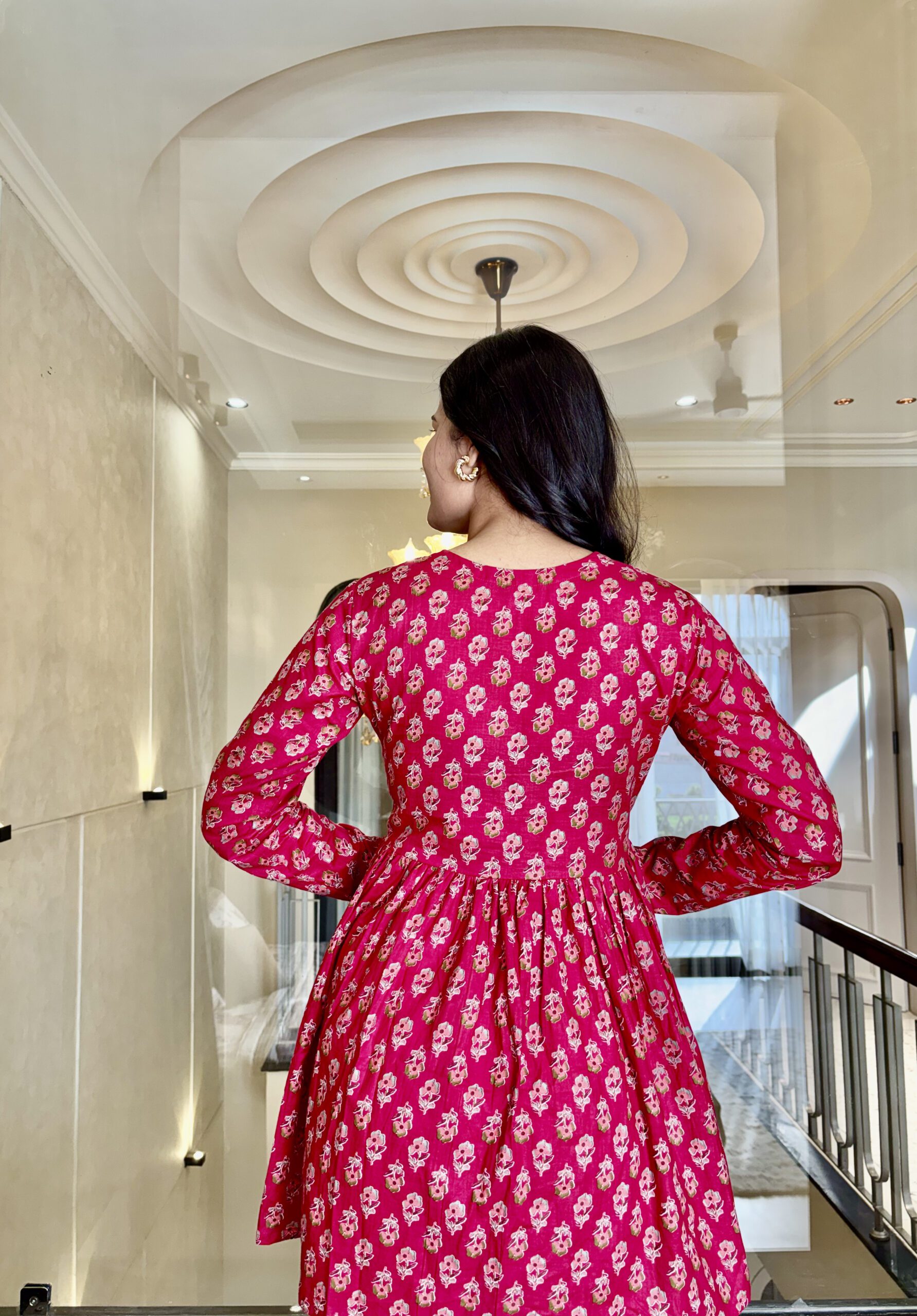 GULABI PRINTED FLARED SHORT KURTI - Image 3
