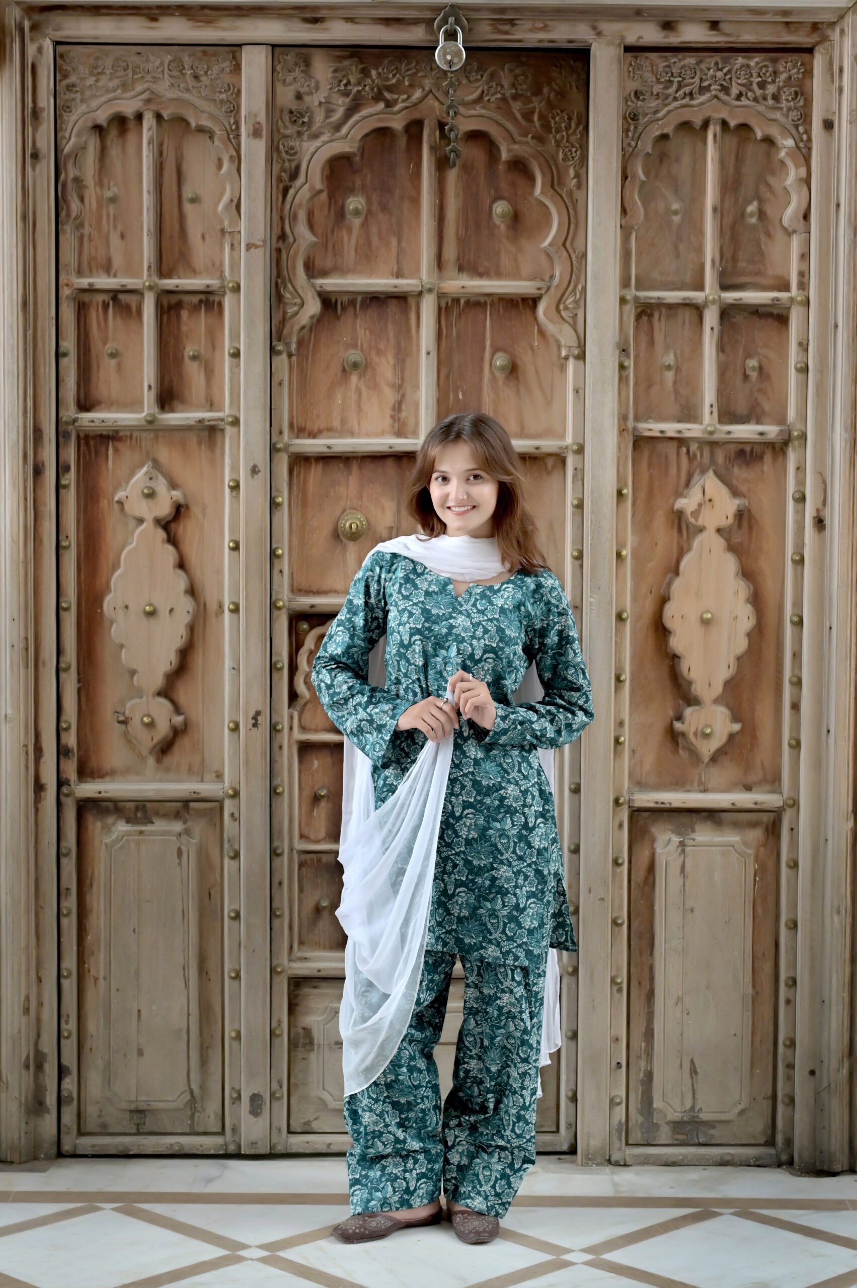 Teal Bloom Flower Farsi Suit Set - Image 4